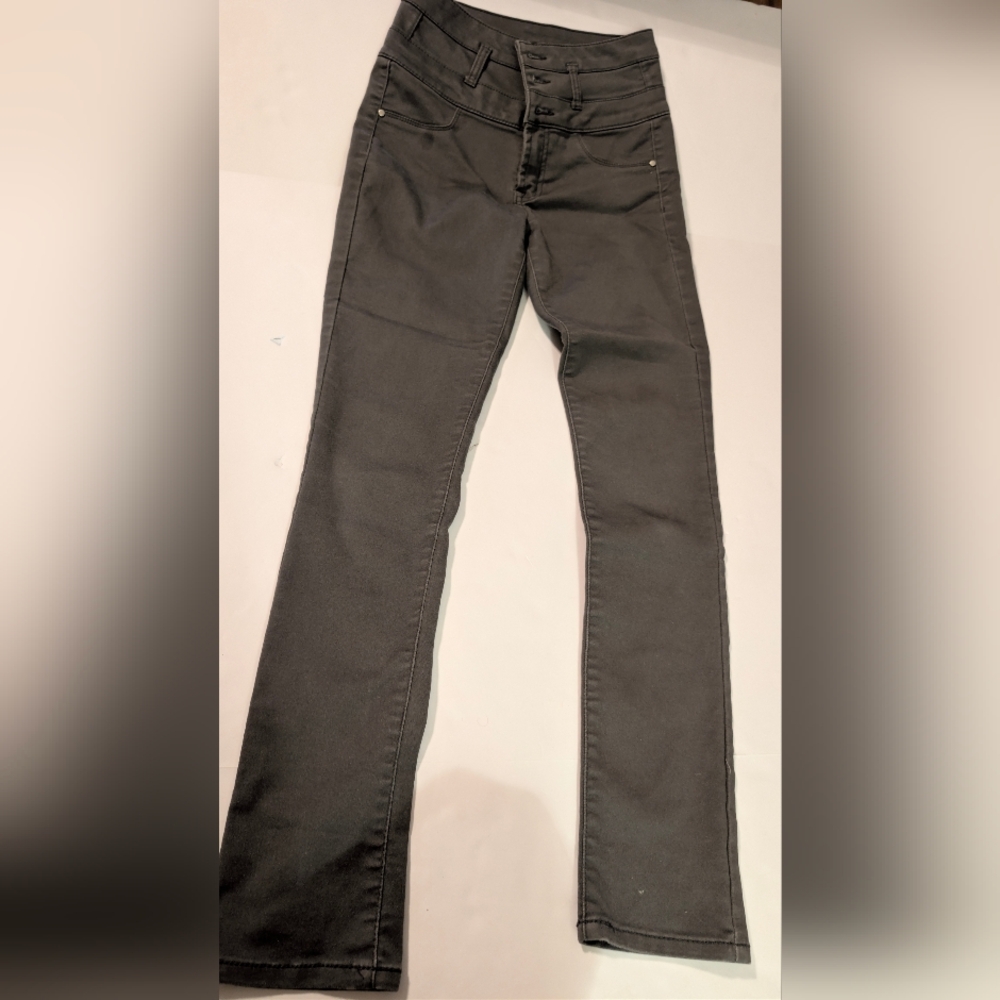 Tinseltown Women's High Rise Straight Leg Charcoal Jeans Sz 2